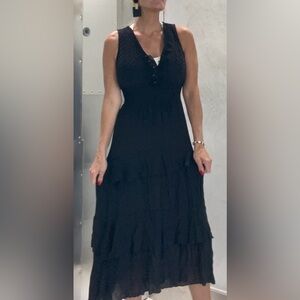 J Gee size small black lined ruffle dress excellent condition nwot